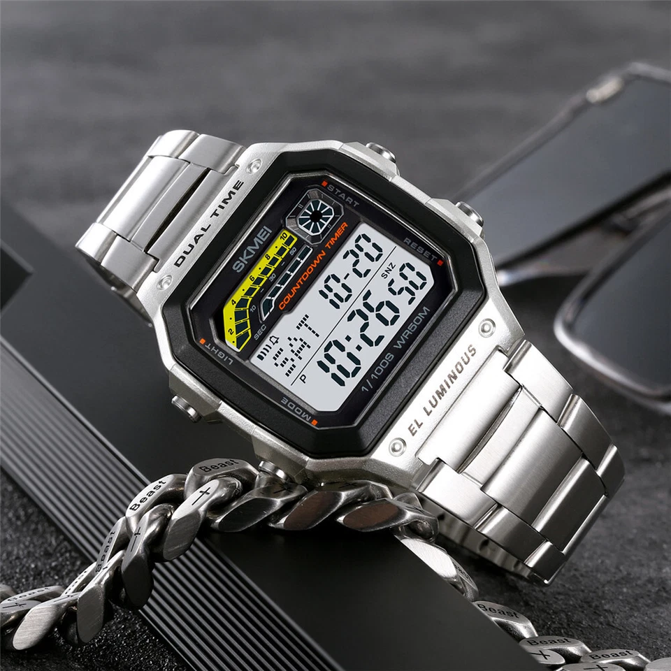 Digital LED Watch – Dual Time Chrono Waterproof Sport Watch