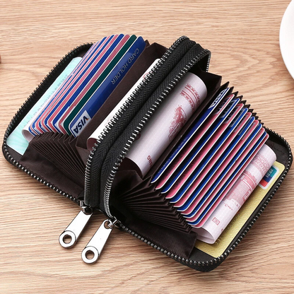 Fashion Multi-Card Holder – Large Capacity Lychee Grain Card Wallet