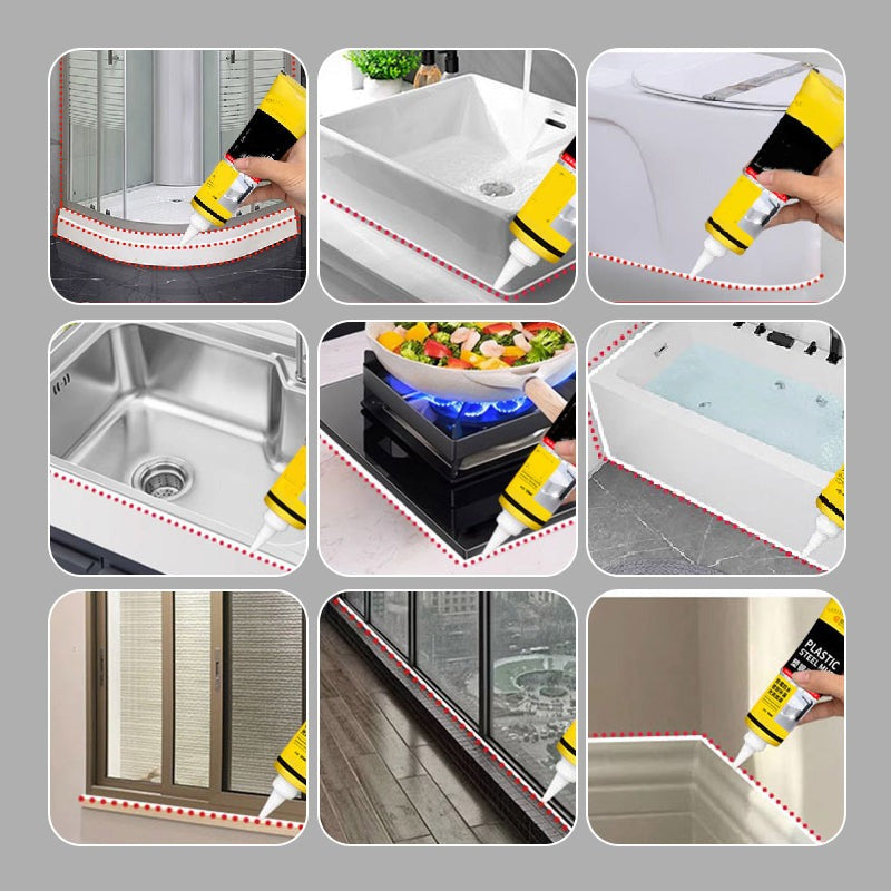 Waterproof White Caulk with Scraper – Easy DIY Sealing & Crack Repair