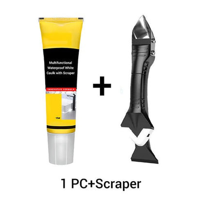 Waterproof White Caulk with Scraper – Easy DIY Sealing & Crack Repair