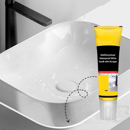 Waterproof White Caulk with Scraper – Easy DIY Sealing & Crack Repair
