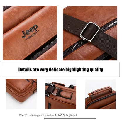 Men’s Waterproof Leather Crossbody Bag – Stylish Shoulder Messenger Bag